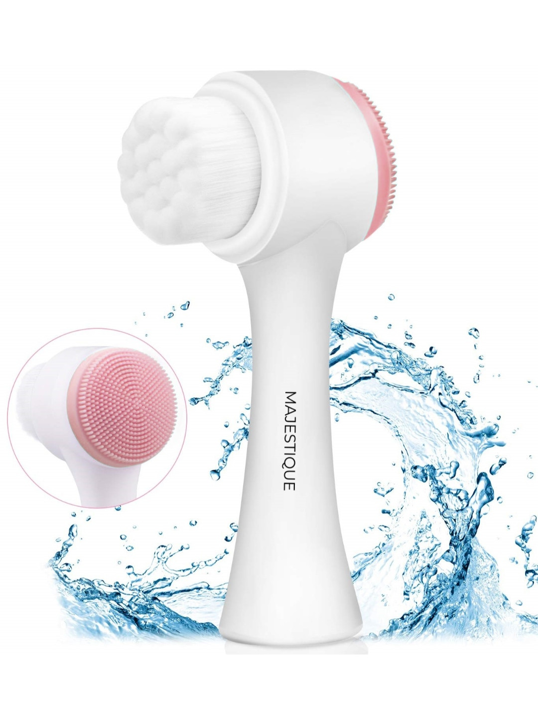 

MAJESTIQUE Dual Side Facial Cleansing Brush, Red