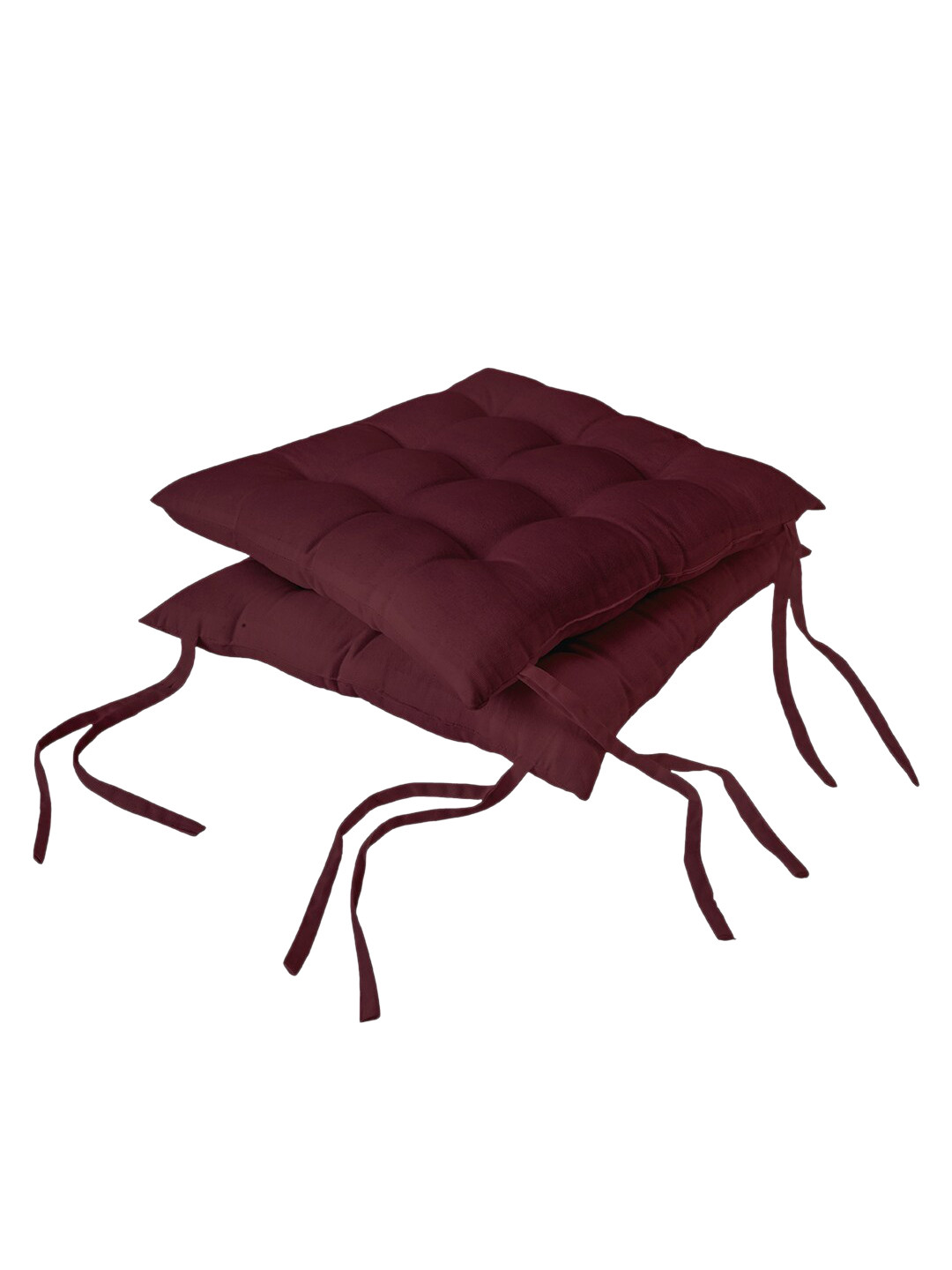 

Encasa Homes Set of 2 Maroon Solid Cotton Chair Pads