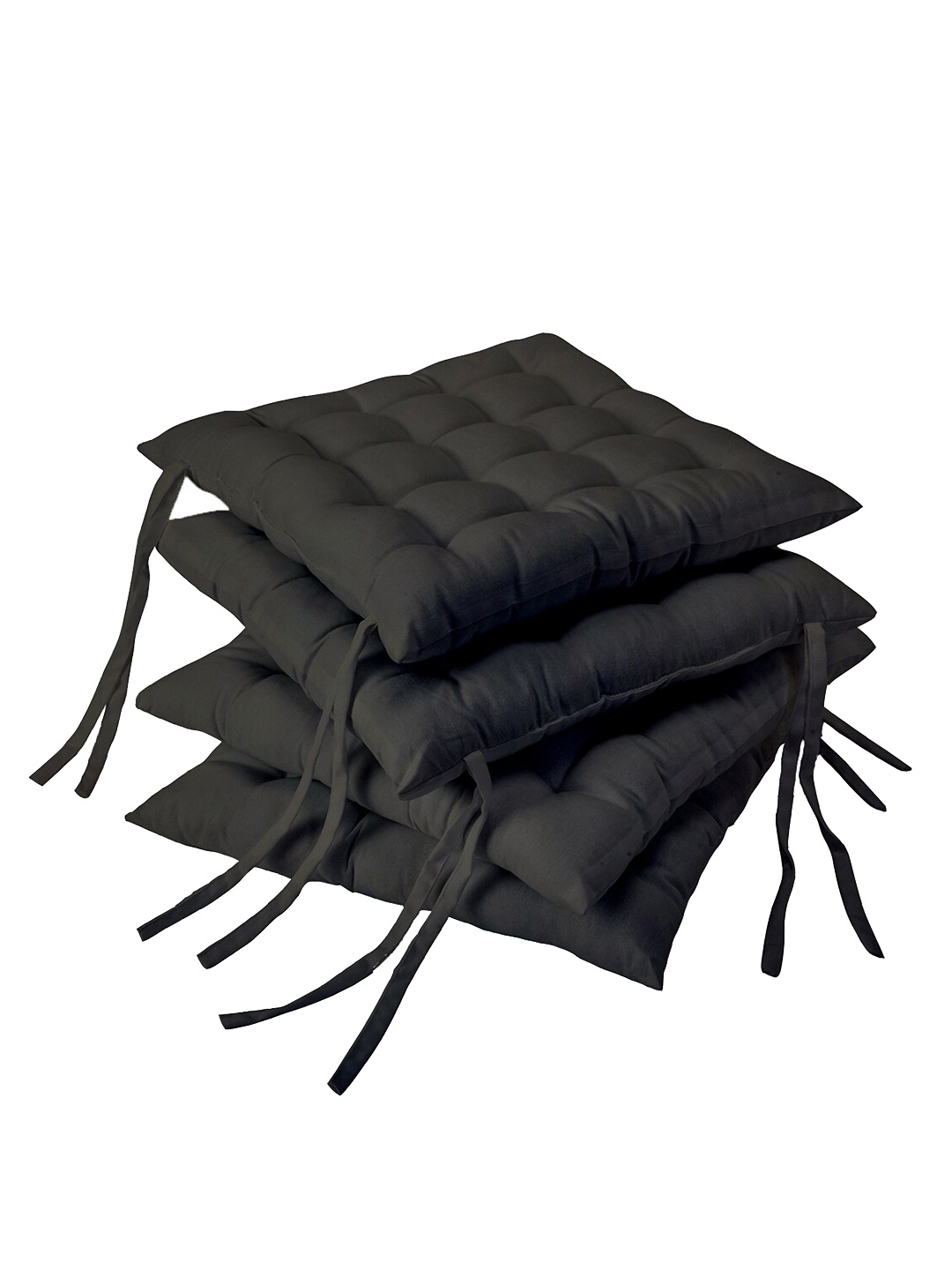 

Encasa Homes Set of 4 Charcoal Grey Solid Cotton Chair Pads