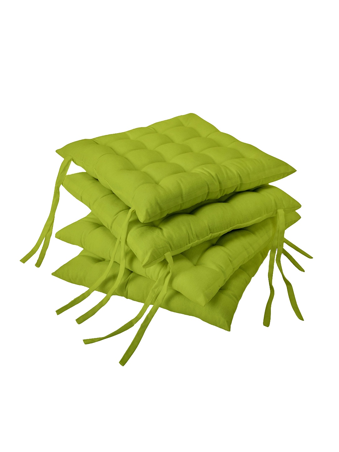 

Encasa Homes Set of 4 Lime Green Solid Cotton Chair Pads