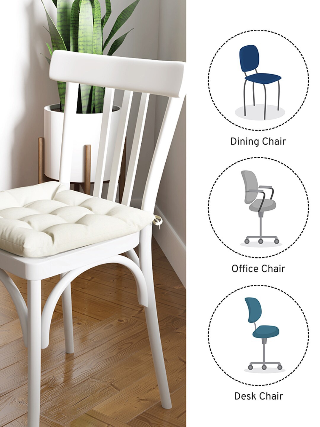 

Encasa Homes Set Of 2 Beige Solid Cotton Chair Pads