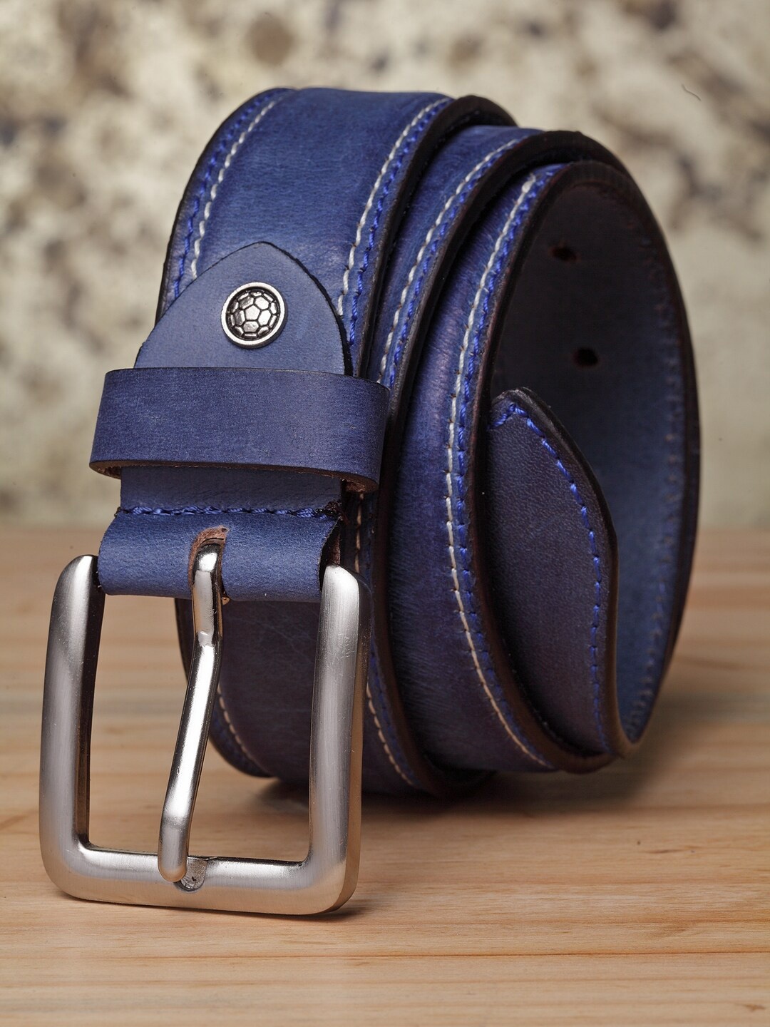 

Teakwood Leathers Men Blue Leather Belt