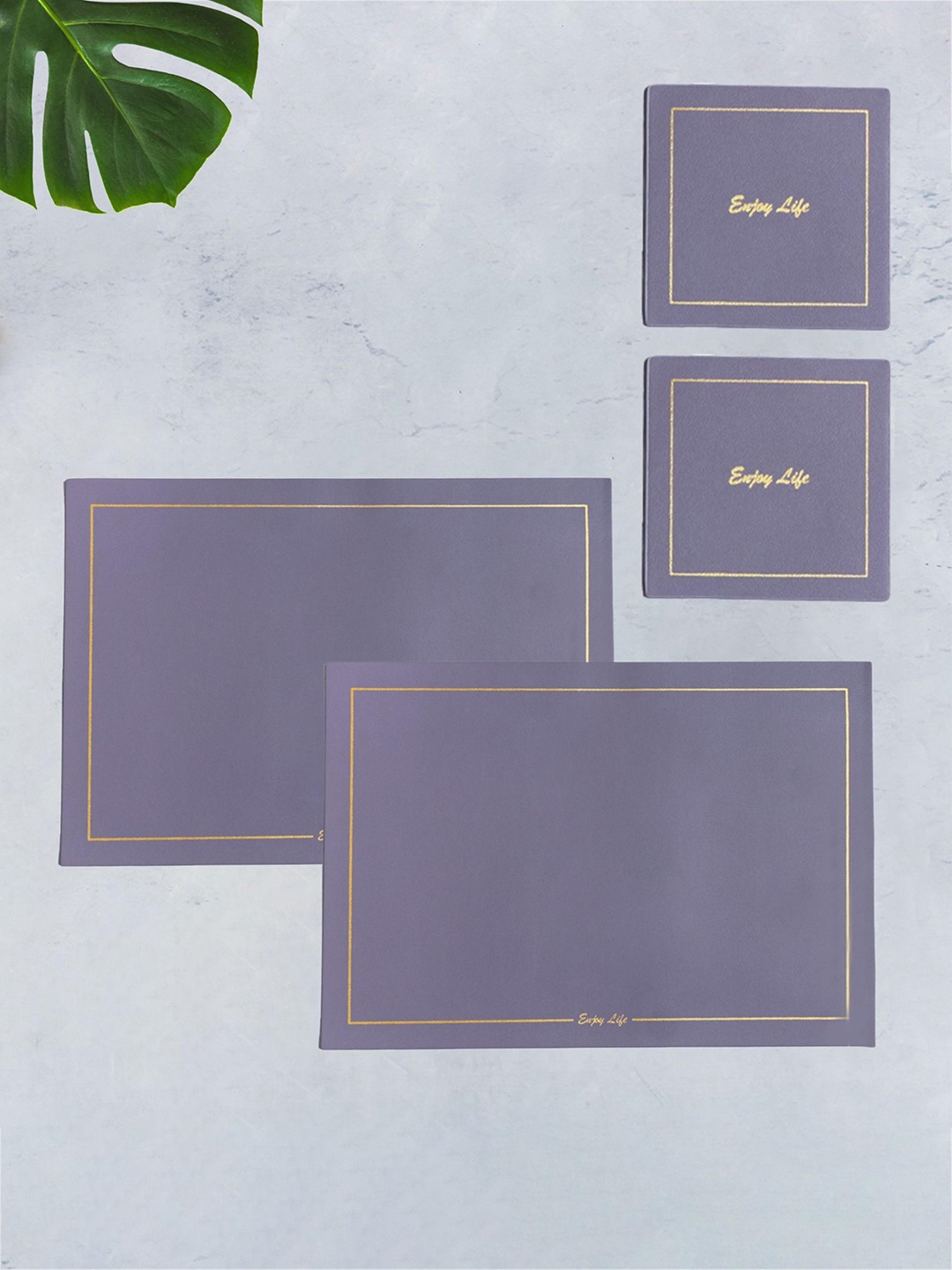 

Nestasia Set Of 2 Purple Solid Table Placemat & Coaster Set