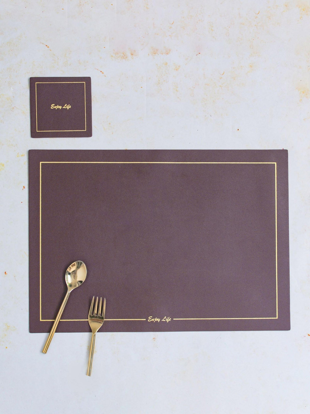 

Nestasia Set Of 2 Brown Solid Table Placemat & Coaster Set