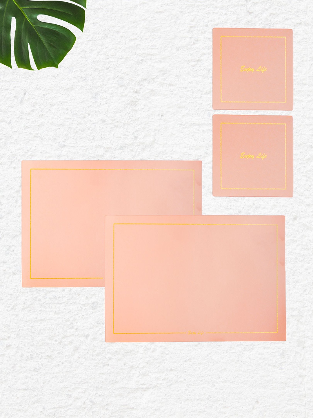 

Nestasia Set of 2 Peach-Colored Solid Table Placemat & Coaster