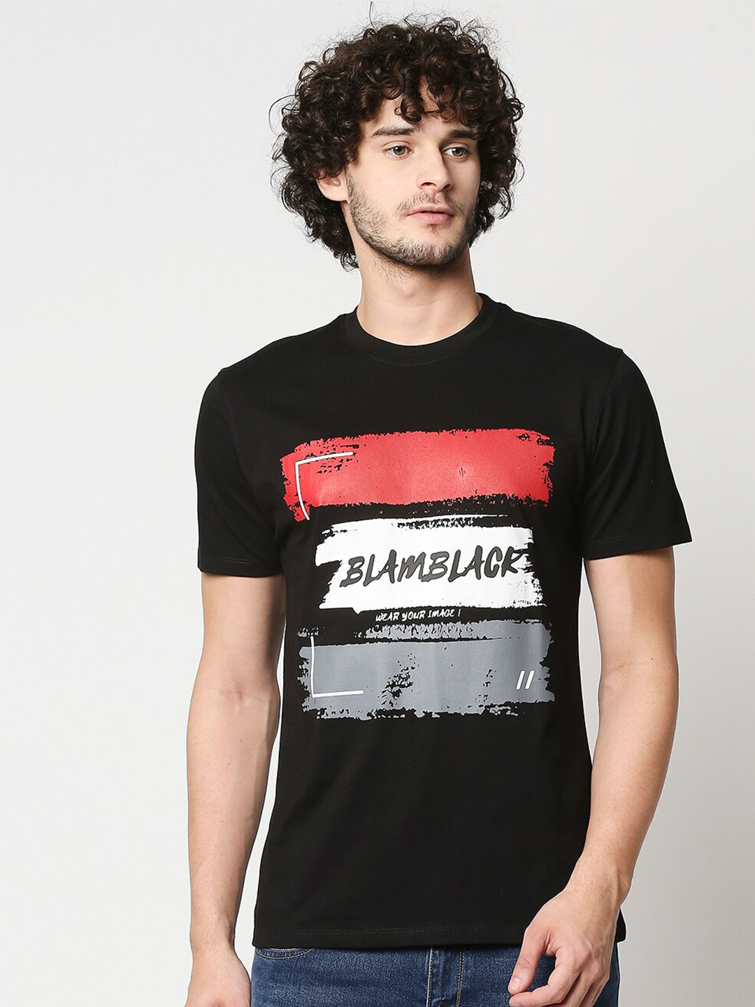 

Blamblack Men Black Brand Logo Printed T-shirt