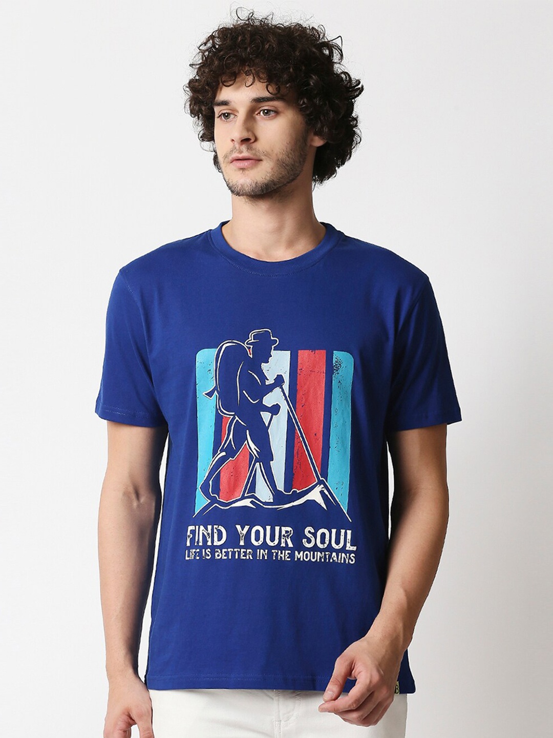 

Blamblack Men Blue Graphic Printed T-shirt