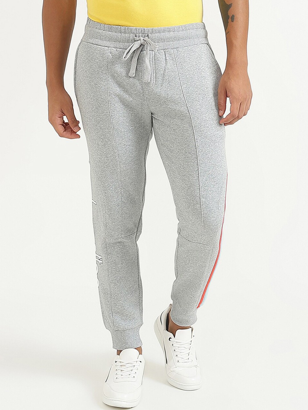 

United Colors of Benetton Men Grey Solid Cotton Joggers