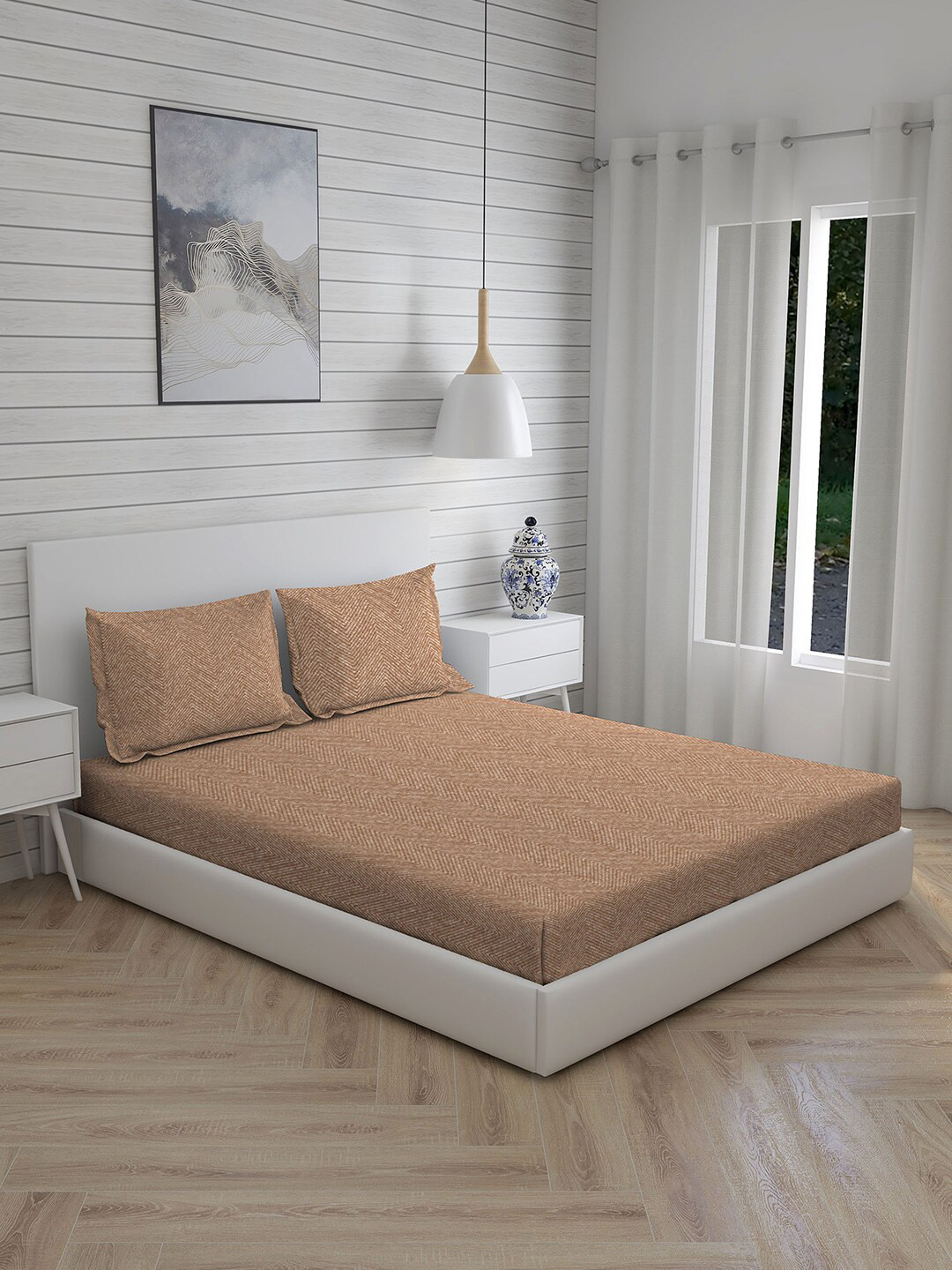

Boutique Living India Unisex Brown 146 TC King Sized Double Bedsheet With 2 Pillow Cover