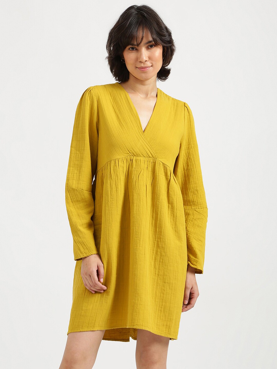 

United Colors of Benetton Women Mustard Wrap Dress