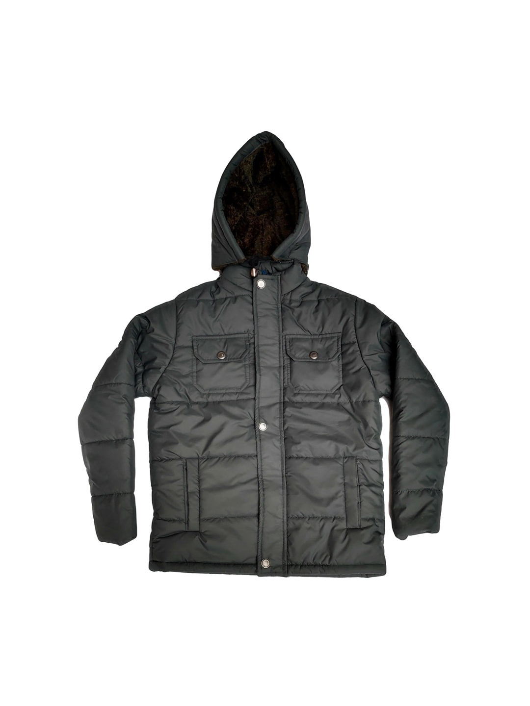 

AD & AV Girls Olive Green Water Resistant Hooded Winter Quilted Jacket