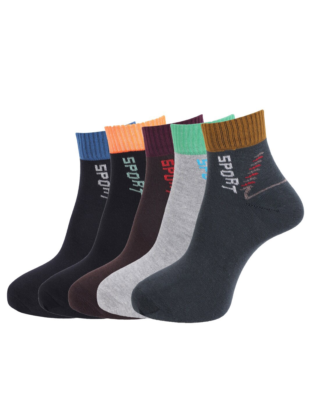 

Dollar Socks Men Pack Of 5 Assorted Cotton Ankle-Length Socks