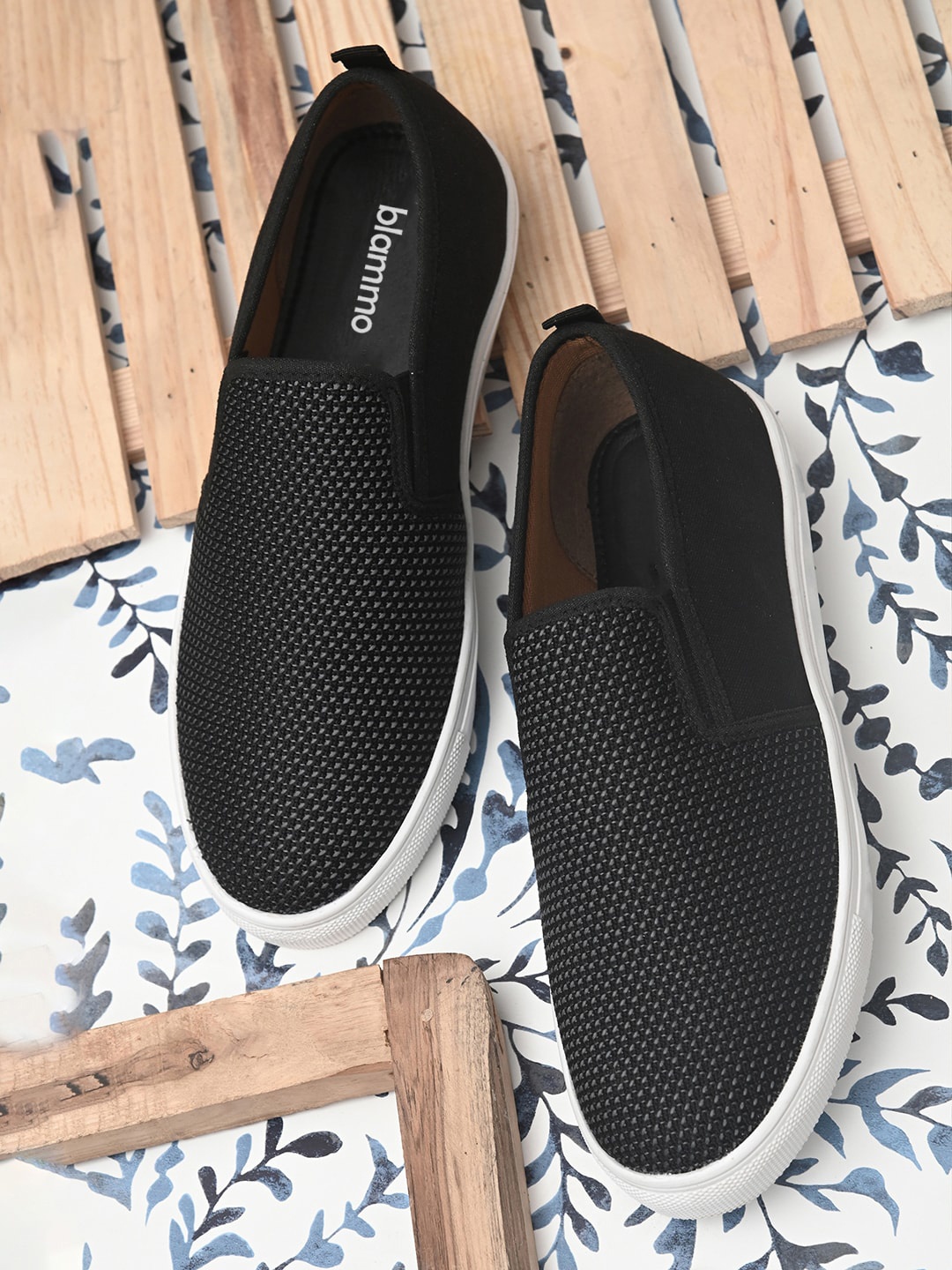 

Blammo Men Black Perforations Slip-On Sneakers
