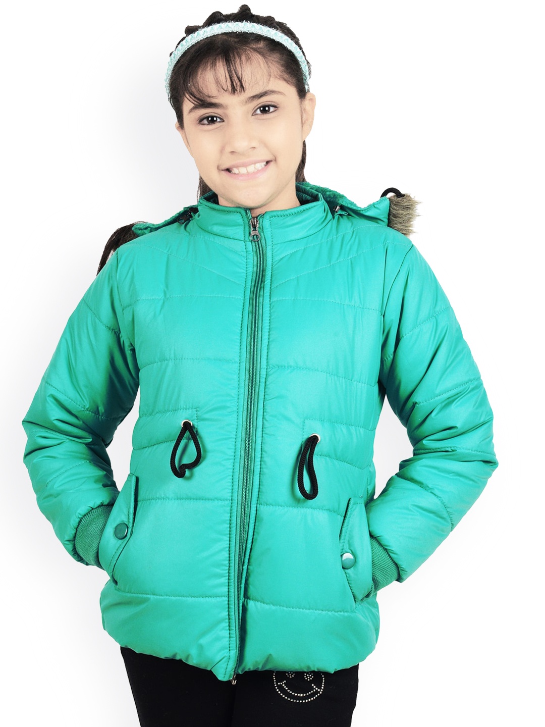 

AD & AV Girls Turquoise Blue Water Resistant Crop Parka Jacket