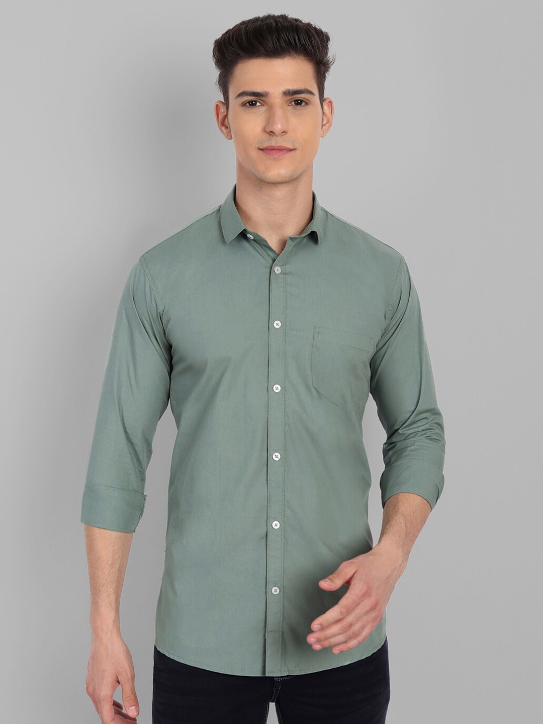 

Majestic Man Men Green Slim Fit Pure Cotton Casual Shirt