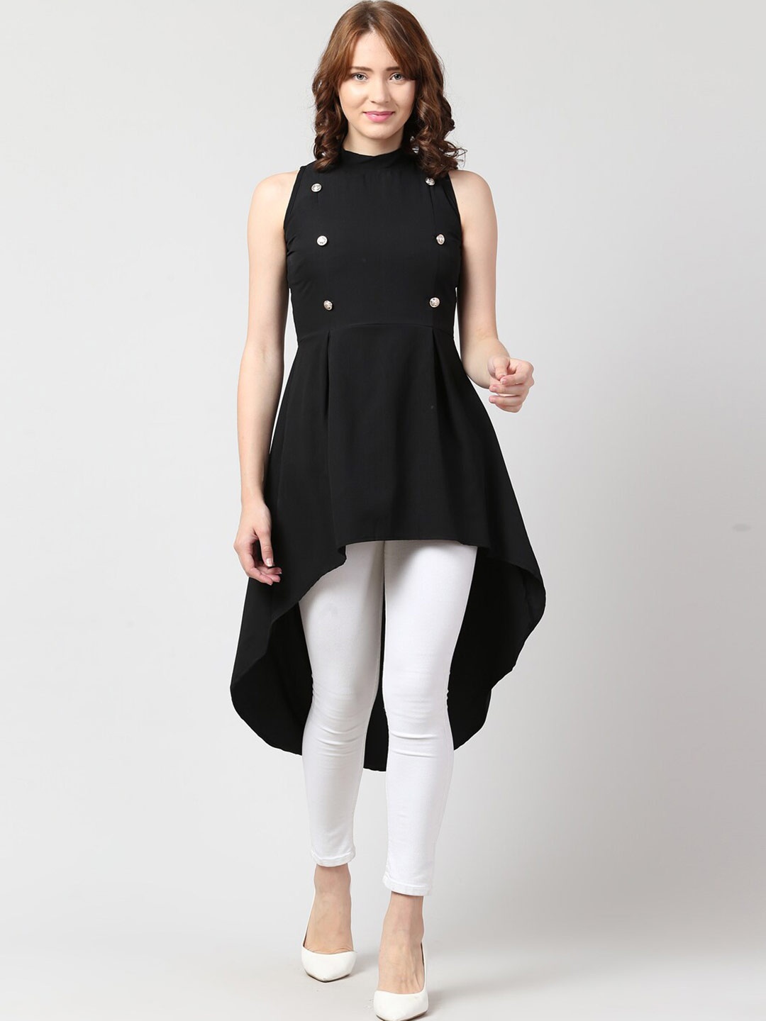 

IUGA Women Black High-Low Longline Top