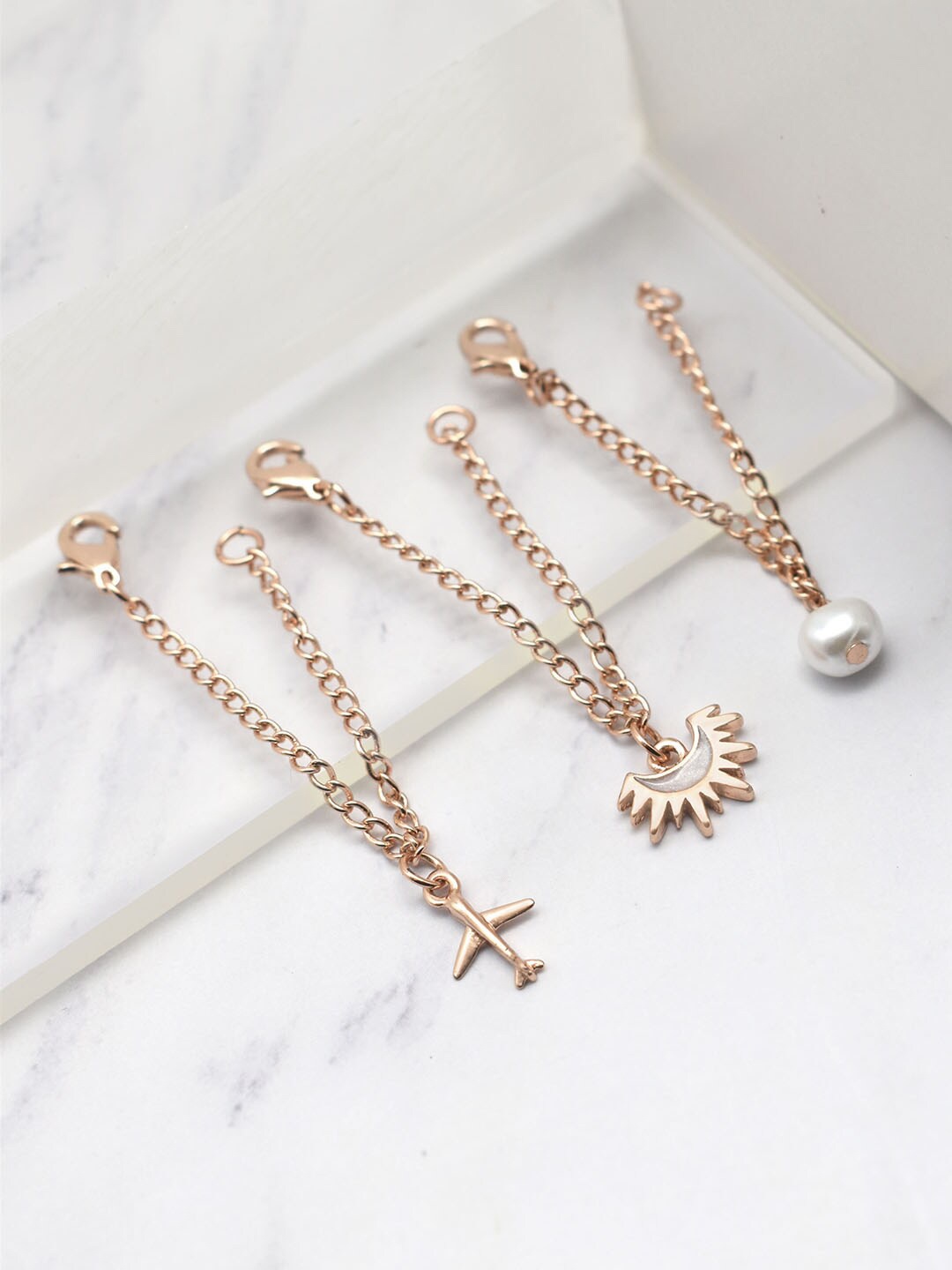 

JOKER & WITCH Women Rose Gold-Toned & White Pack of 3 Celestial Watch Charm