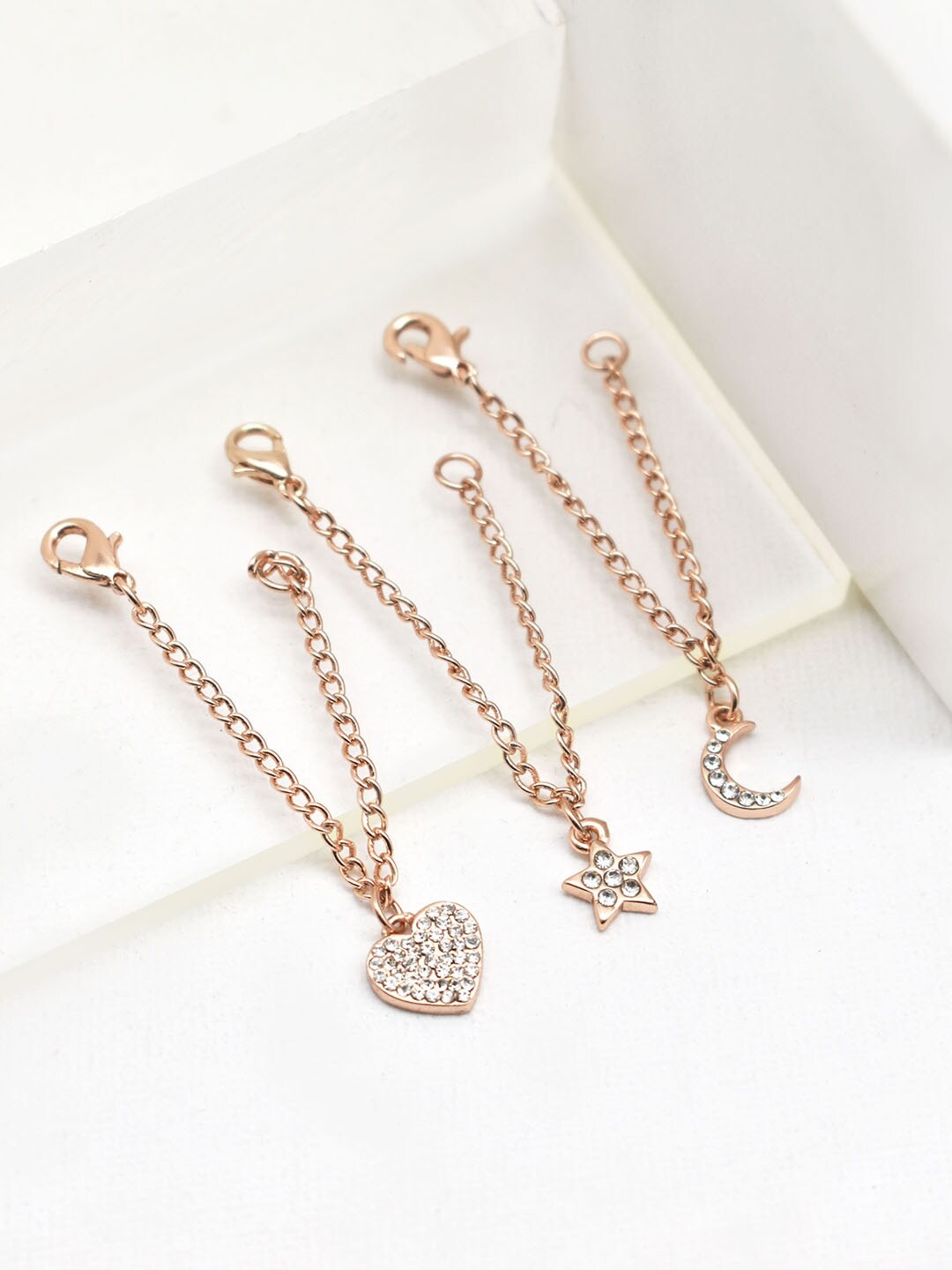 

JOKER & WITCH Women Rose Gold-Plated & White Set Of 3 Stone Studded Watch Charm