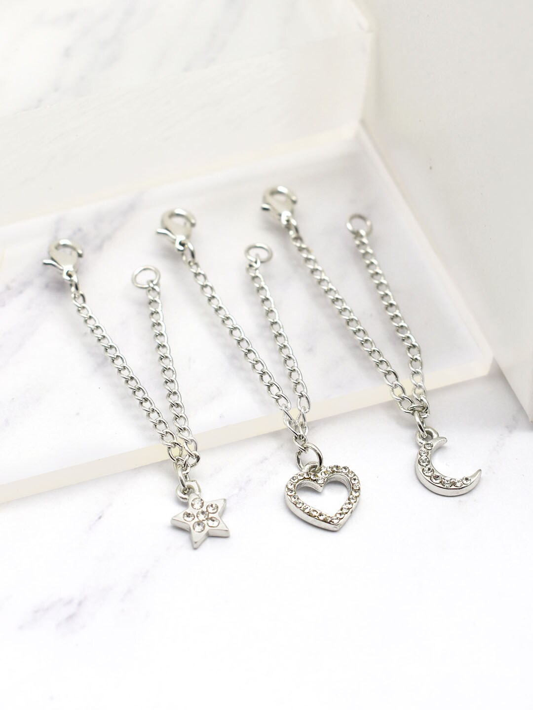 

JOKER & WITCH Women Silver-Toned & Stone Pack Of 3 Studded Watch Charm
