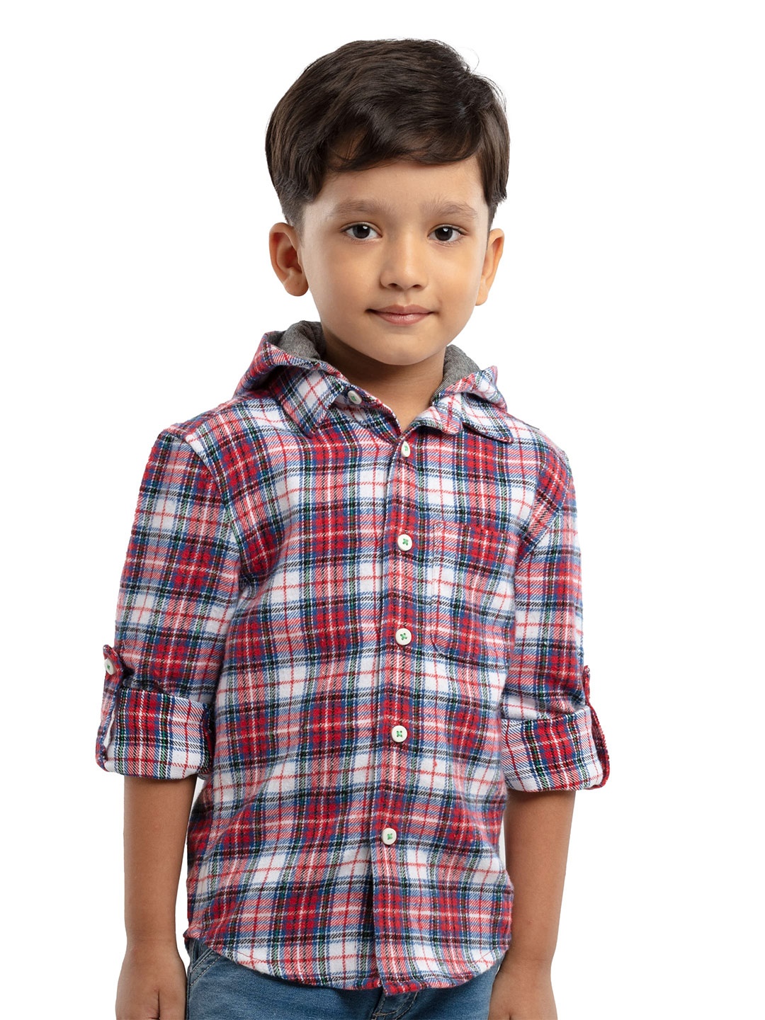 

UNDER FOURTEEN ONLY Boys Red Tartan Checked Casual Shirt