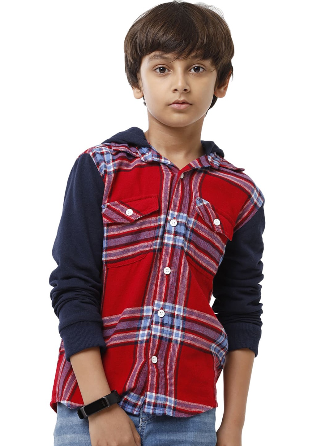 

UNDER FOURTEEN ONLY Boys Red Tartan Checks Casual Shirt