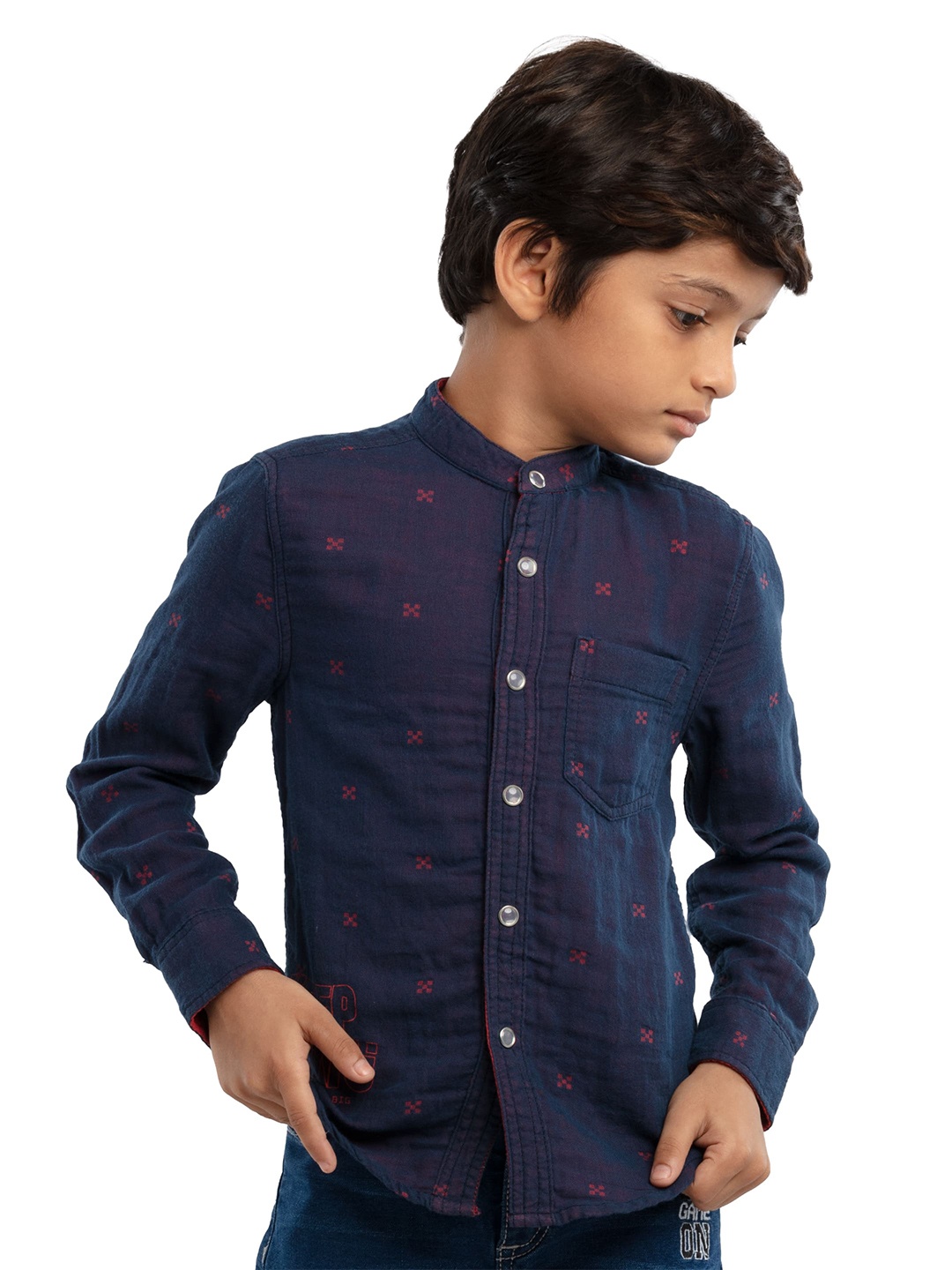 

UNDER FOURTEEN ONLY Boys Red Printed Casual Shirt