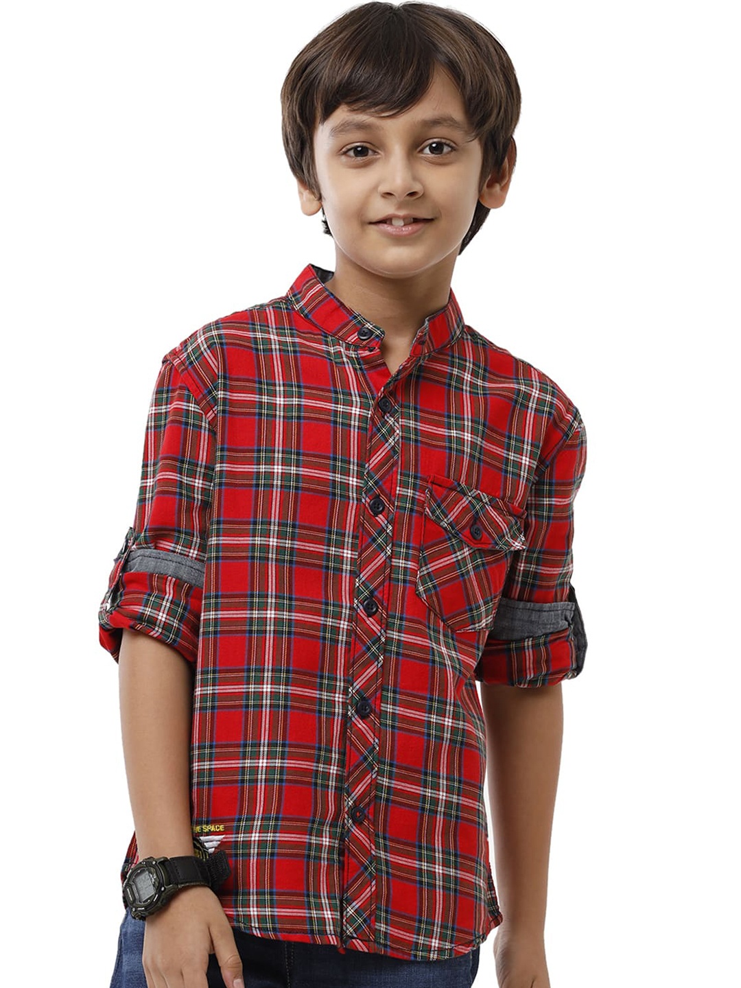 

UNDER FOURTEEN ONLY Boys Red Tartan Checked Casual Shirt