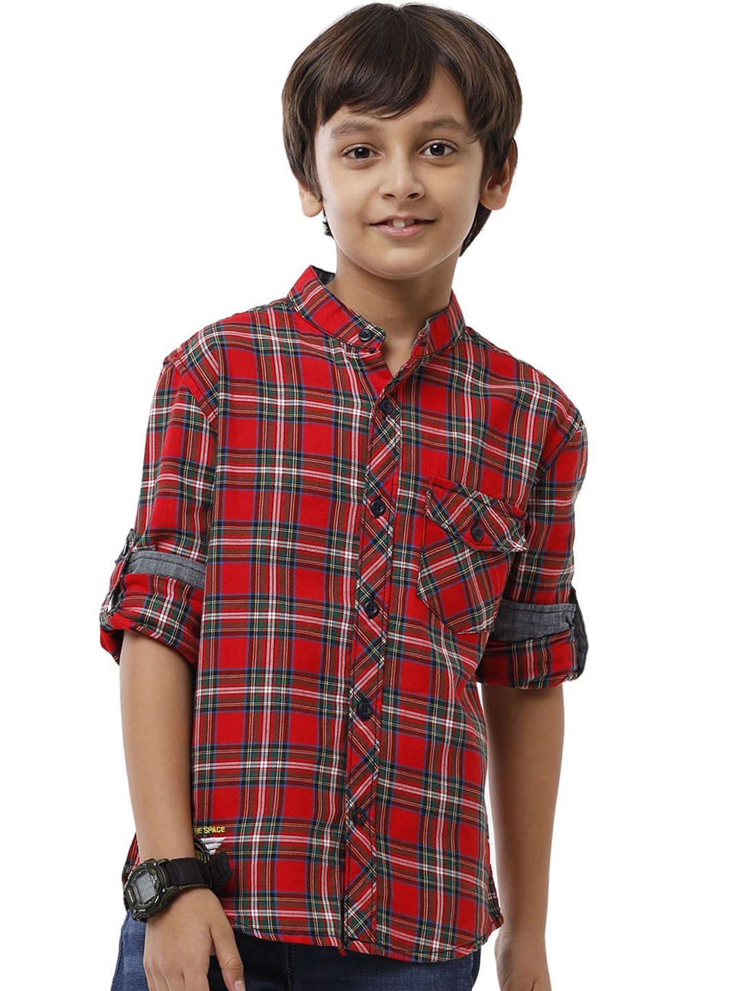 

UNDER FOURTEEN ONLY Boys Red Tartan Checks Checked Casual Shirt