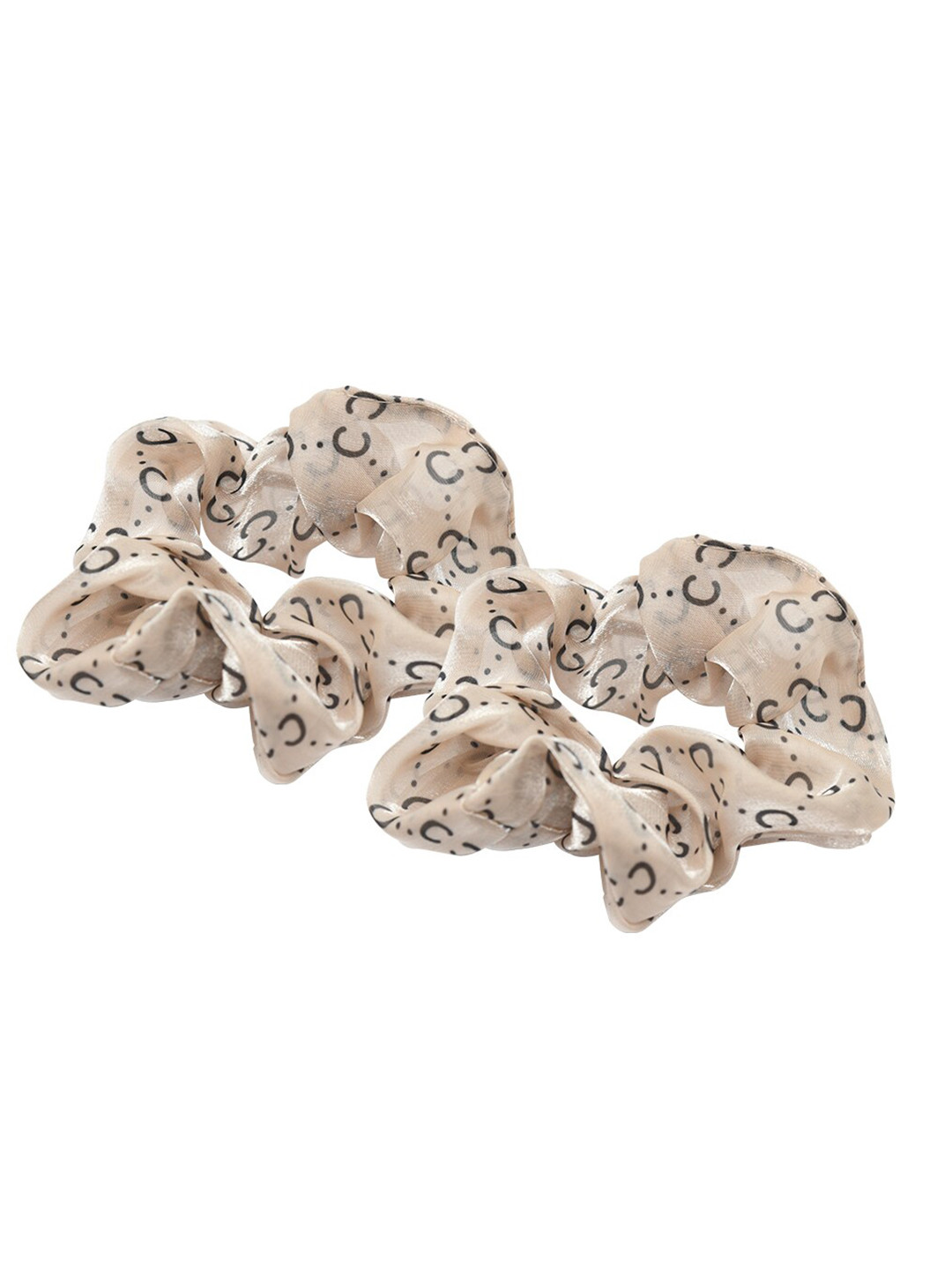 

FUNKRAFTS Girls Beige & Black Set of 2 Ponytail Holders