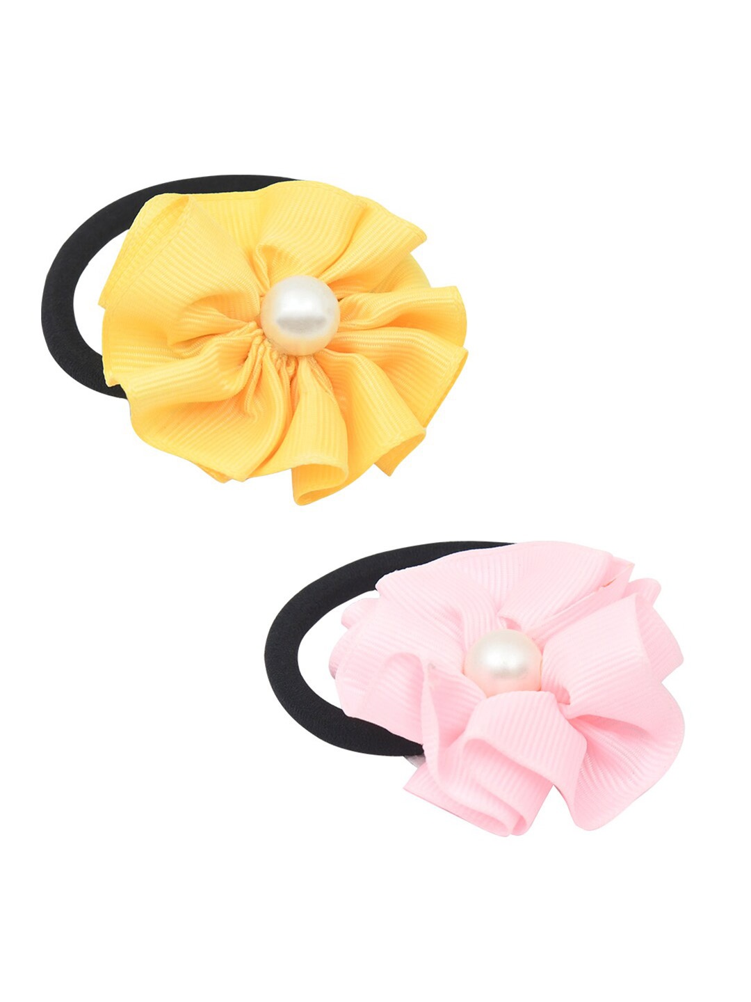 

FUNKRAFTS Girls Set of 2 Pink & Yellow Ponytail Holders