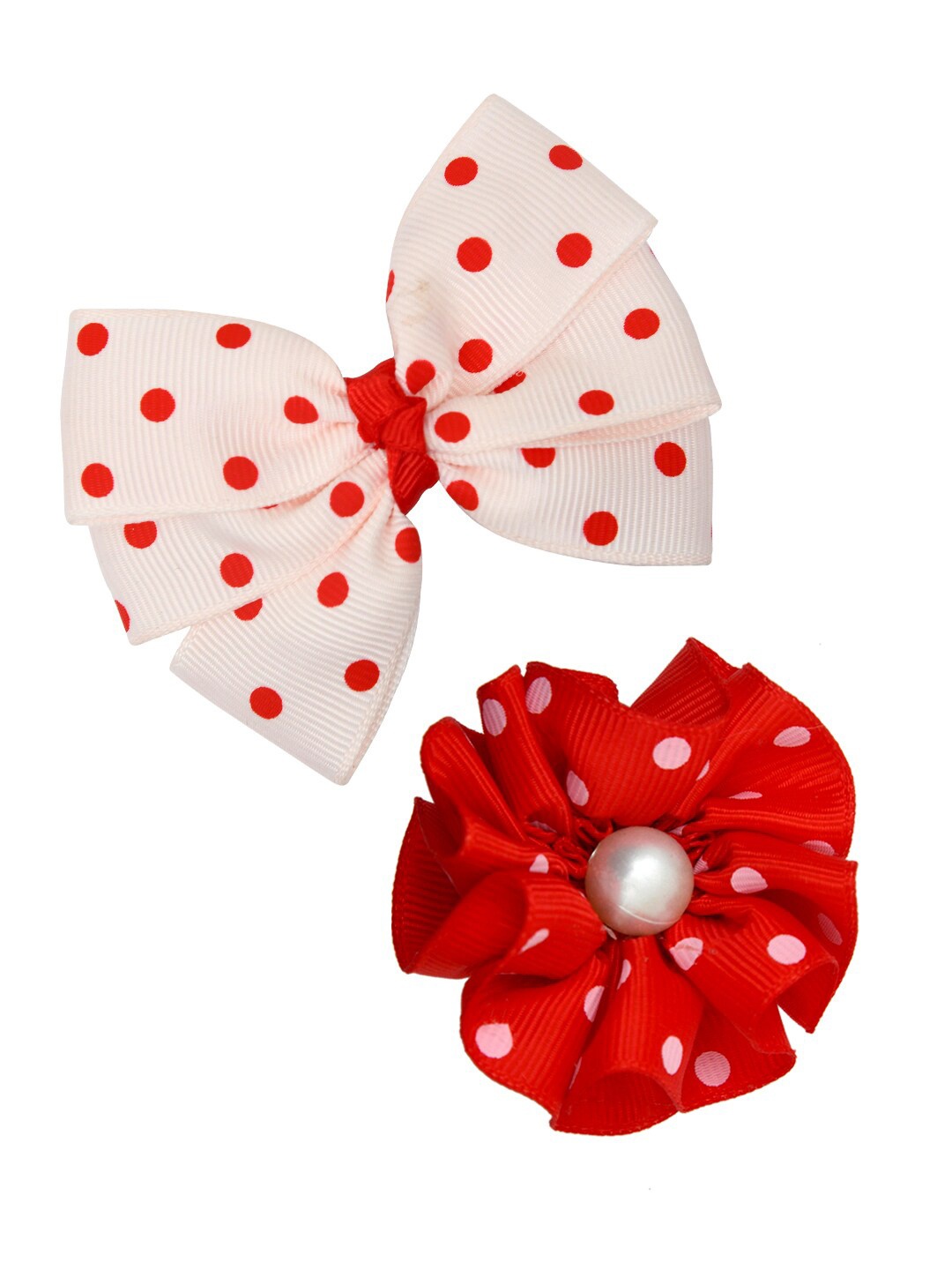 

FUNKRAFTS Girls Set of 2 Off White & Red Alligator Hair Clip