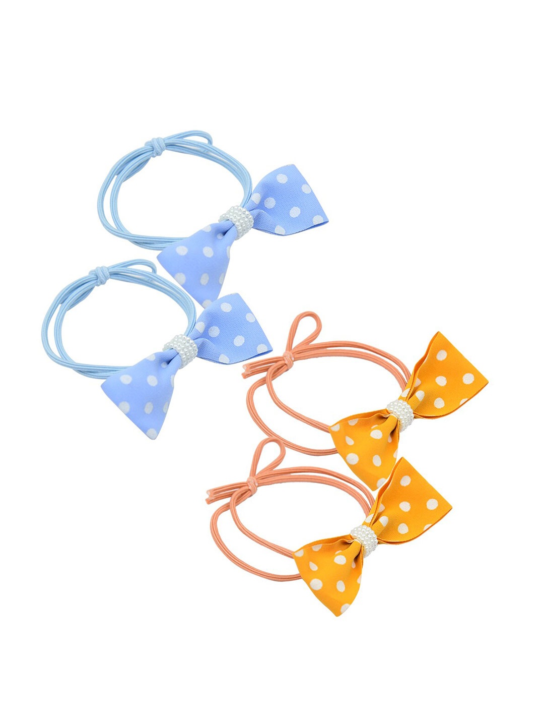 

FUNKRAFTS Girls Set of 4 Blue & Orange Ponytail Holders