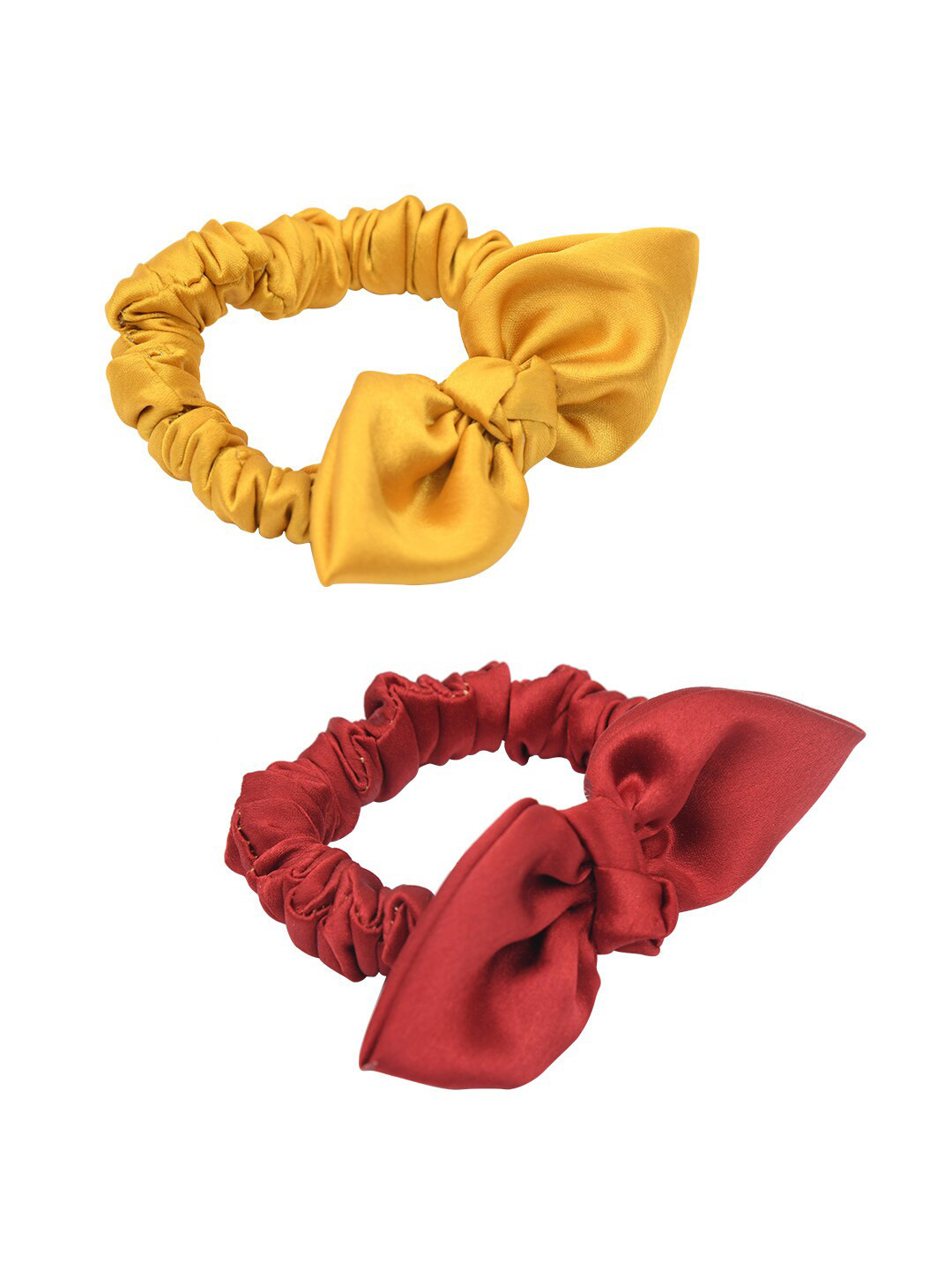 

FUNKRAFTS Girls Set of 2 Red & Mustard Ponytail Holders