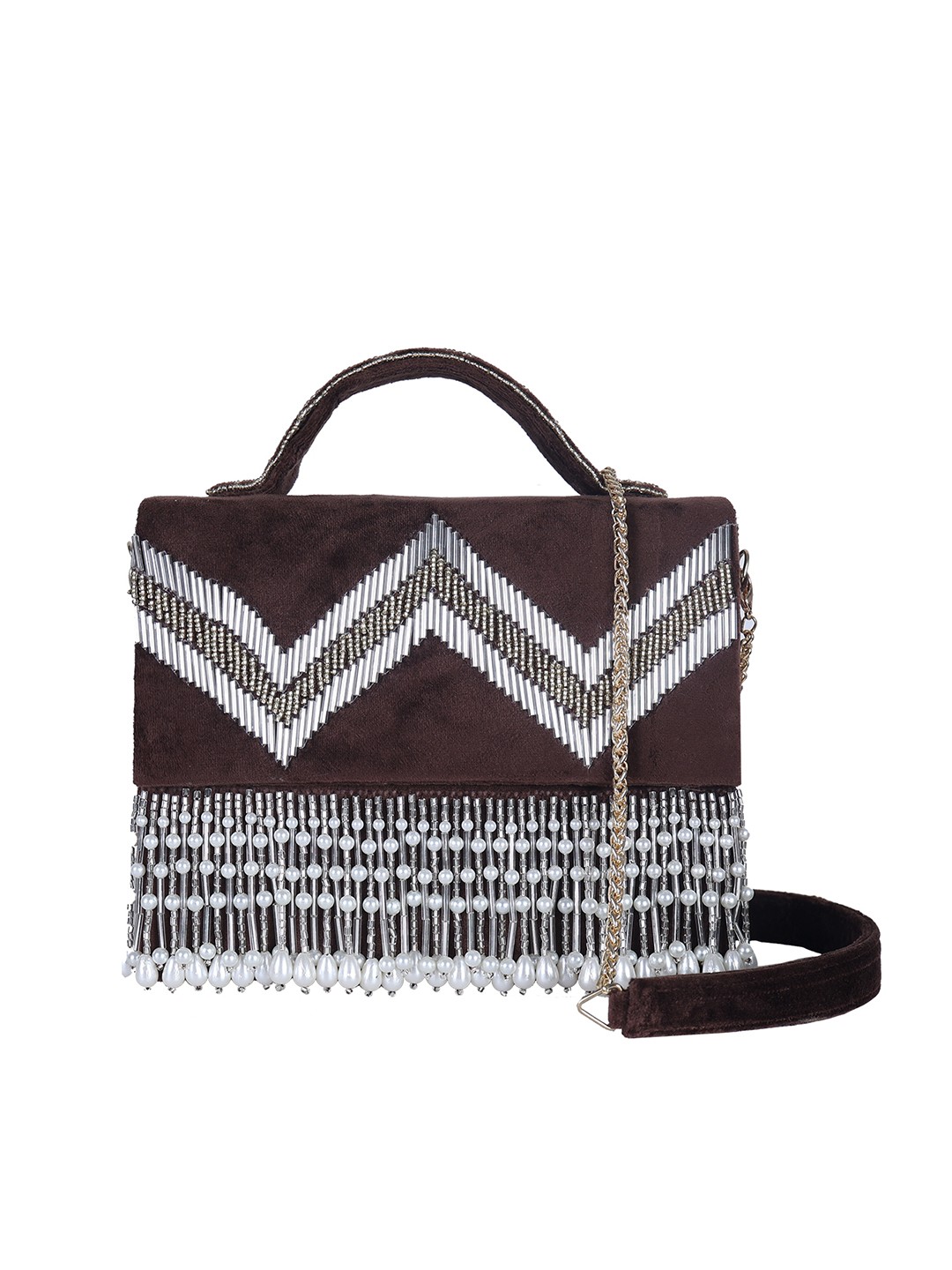 

Angeline Brown Embellished Structured Sling Bag