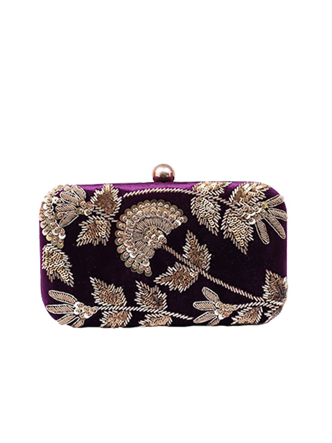 

Angeline Purple & Gold-Toned Embellished Box Clutch