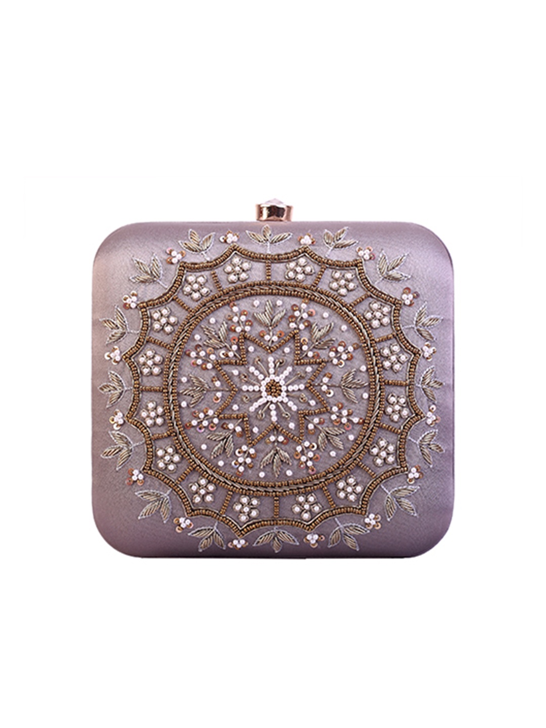 

Angeline Grey Embellished Box Clutch