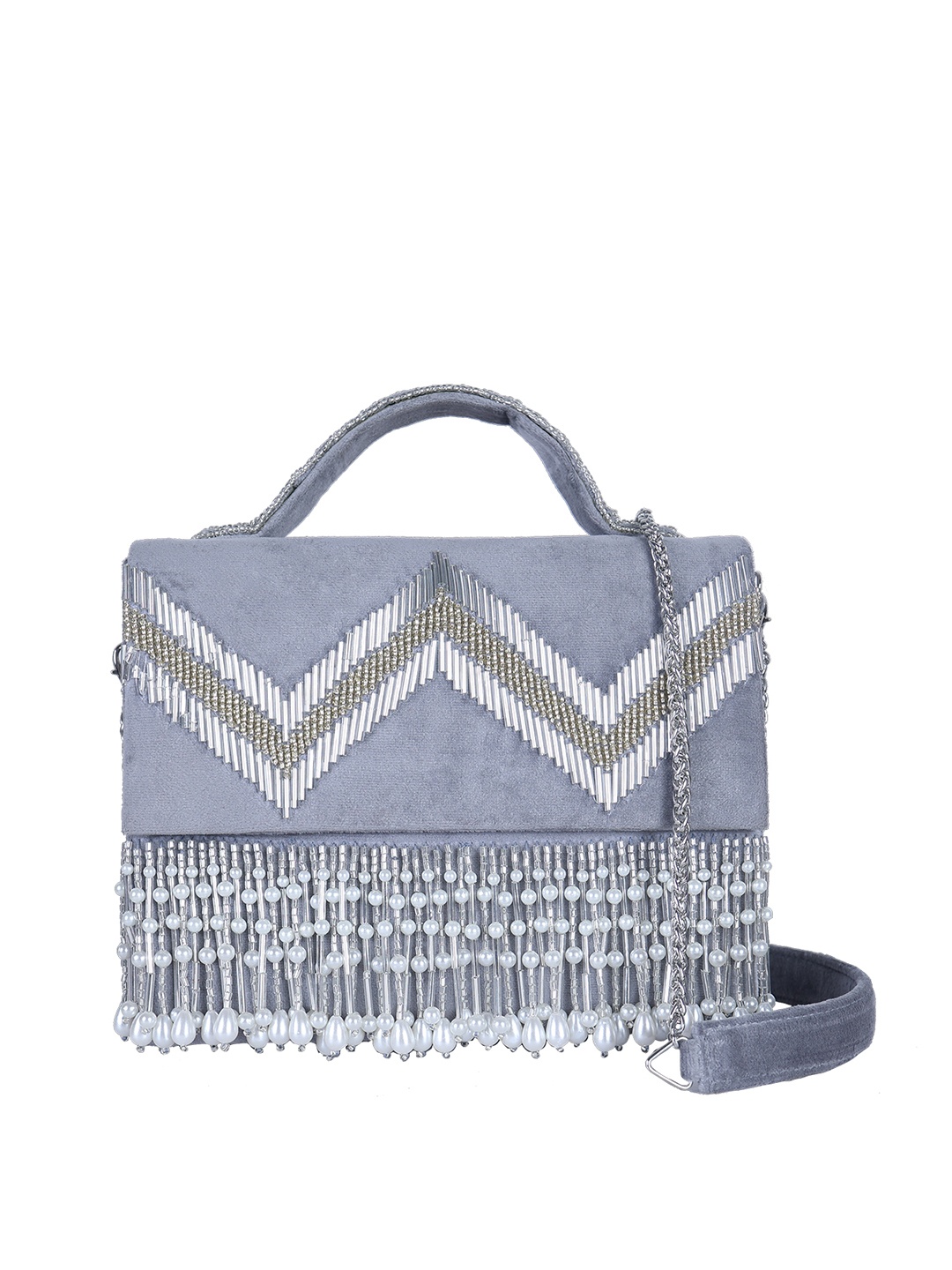 

Angeline Grey Embellished Structured Sling Bag