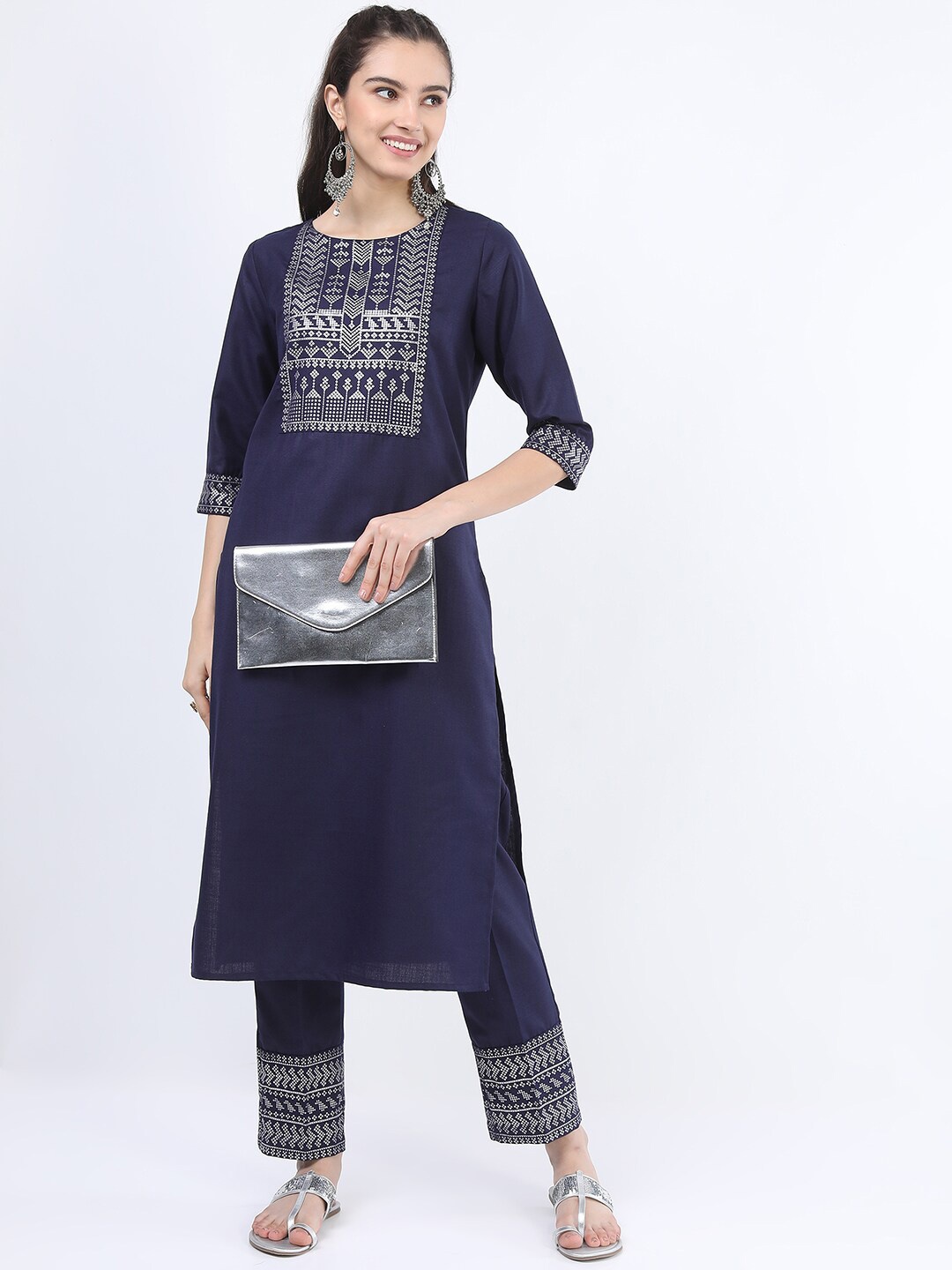 

KETCH Women Purple Ethnic Motifs Yoke Design Kurta with Trousers