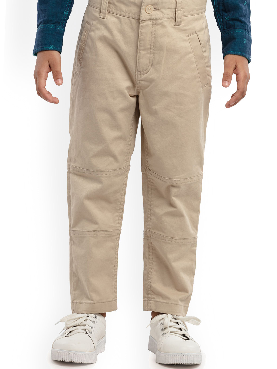 

UNDER FOURTEEN ONLY Boys Beige Slim Fit Trousers