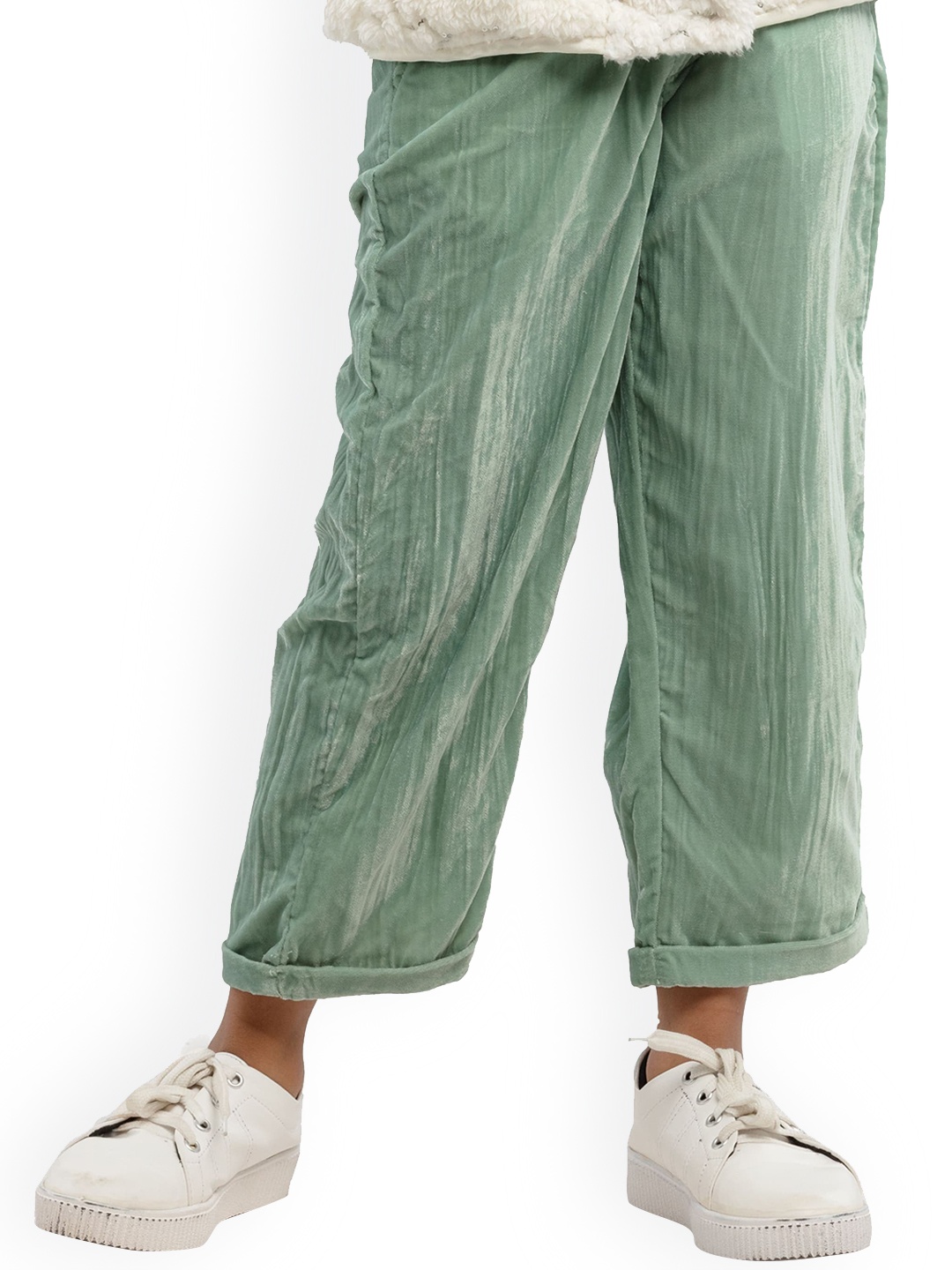 

UNDER FOURTEEN ONLY Girls Green Regular Fit Trousers