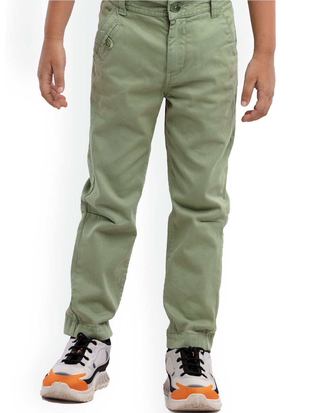 

UNDER FOURTEEN ONLY Boys Olive Green Slim Fit Chinos Trousers
