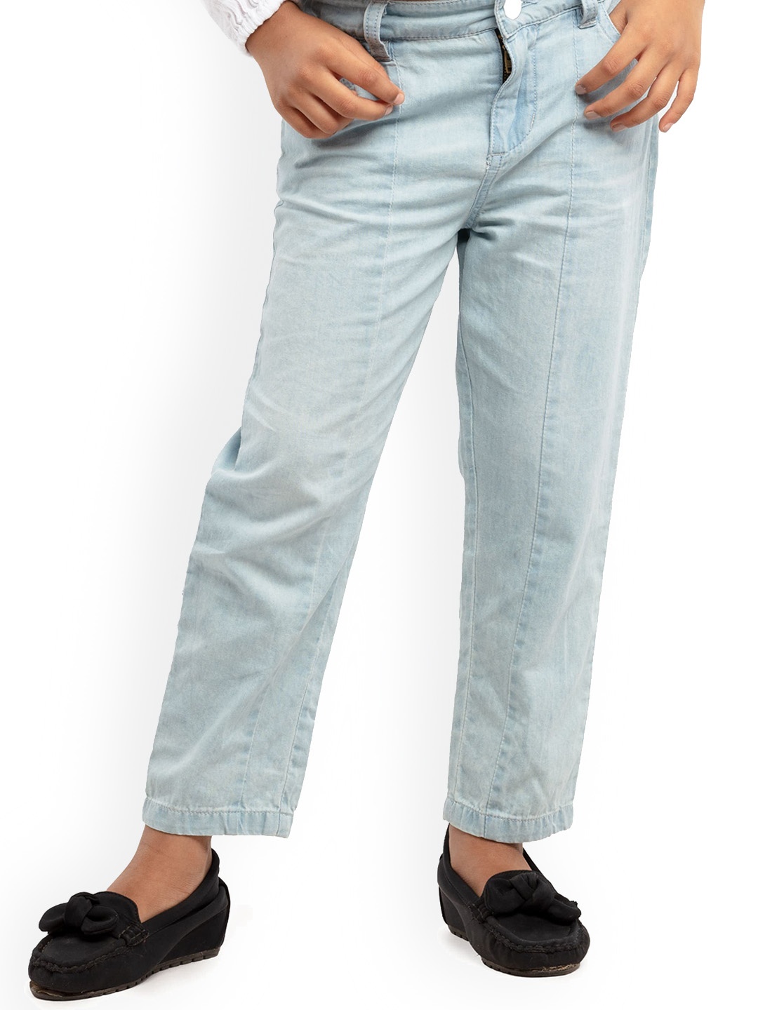 

UNDER FOURTEEN ONLY Girls Blue Slim Fit Chinos Trousers
