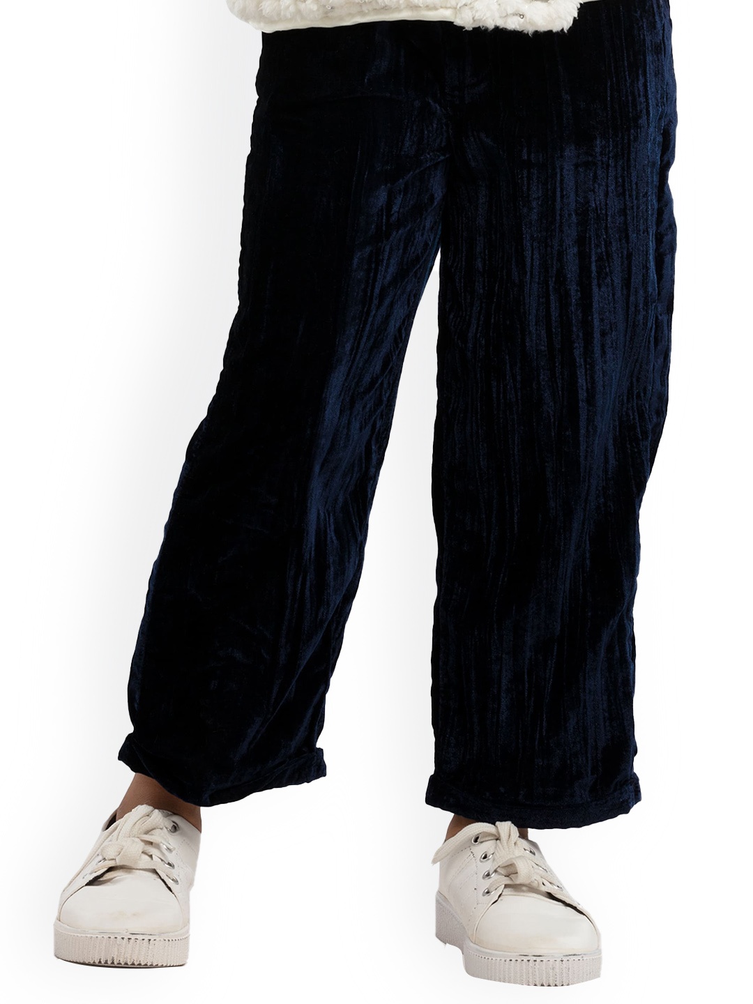 

UNDER FOURTEEN ONLY Girls Navy Blue Slim Fit Trousers