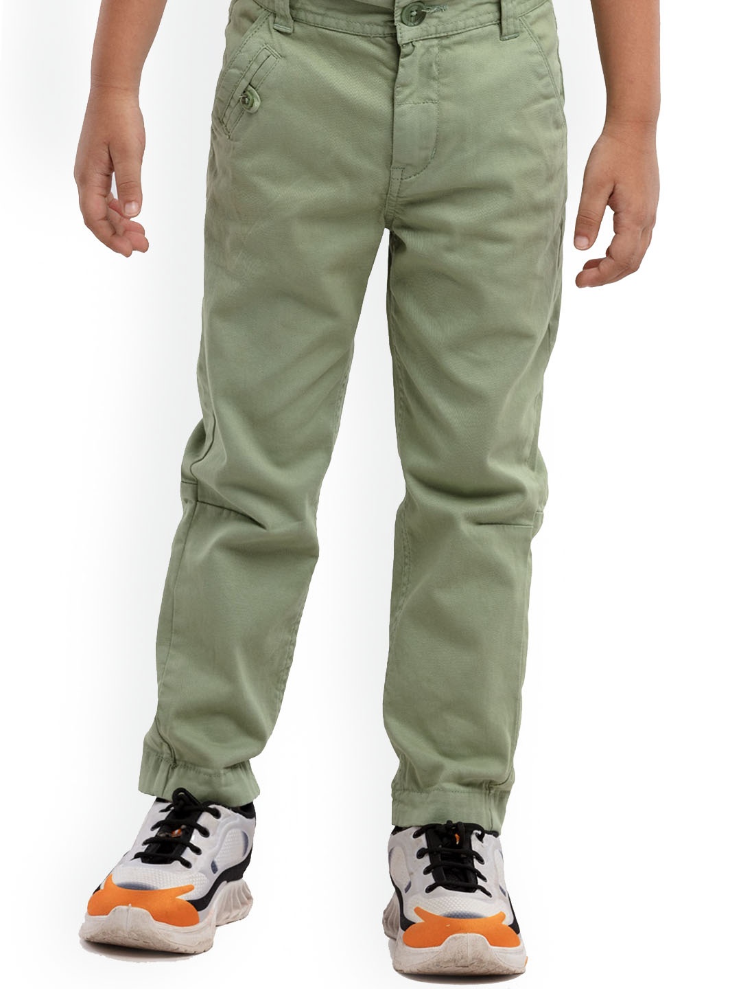 

UNDER FOURTEEN ONLY Boys Olive Green Slim Fit Chinos Trousers