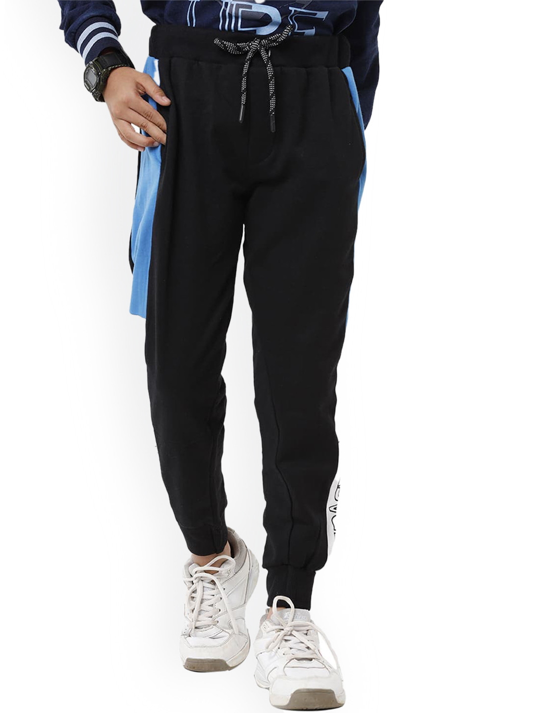 

UNDER FOURTEEN ONLY Boys Black Slim Fit Joggers Trousers