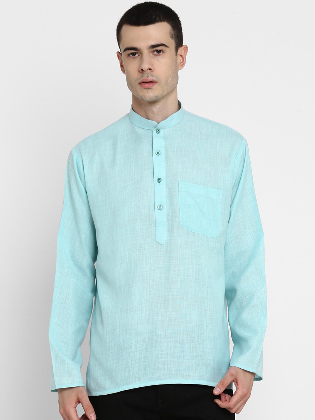 

ROYAL KURTA Men Blue Thread Work Summer Sheers Kurta