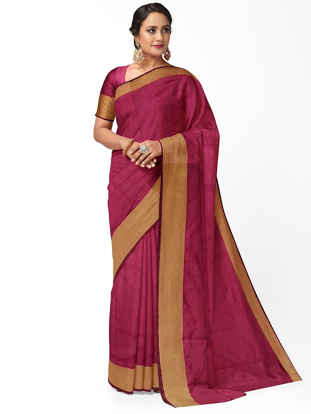 

Florence Maroon & Brown Silk Cotton Sungudi Saree