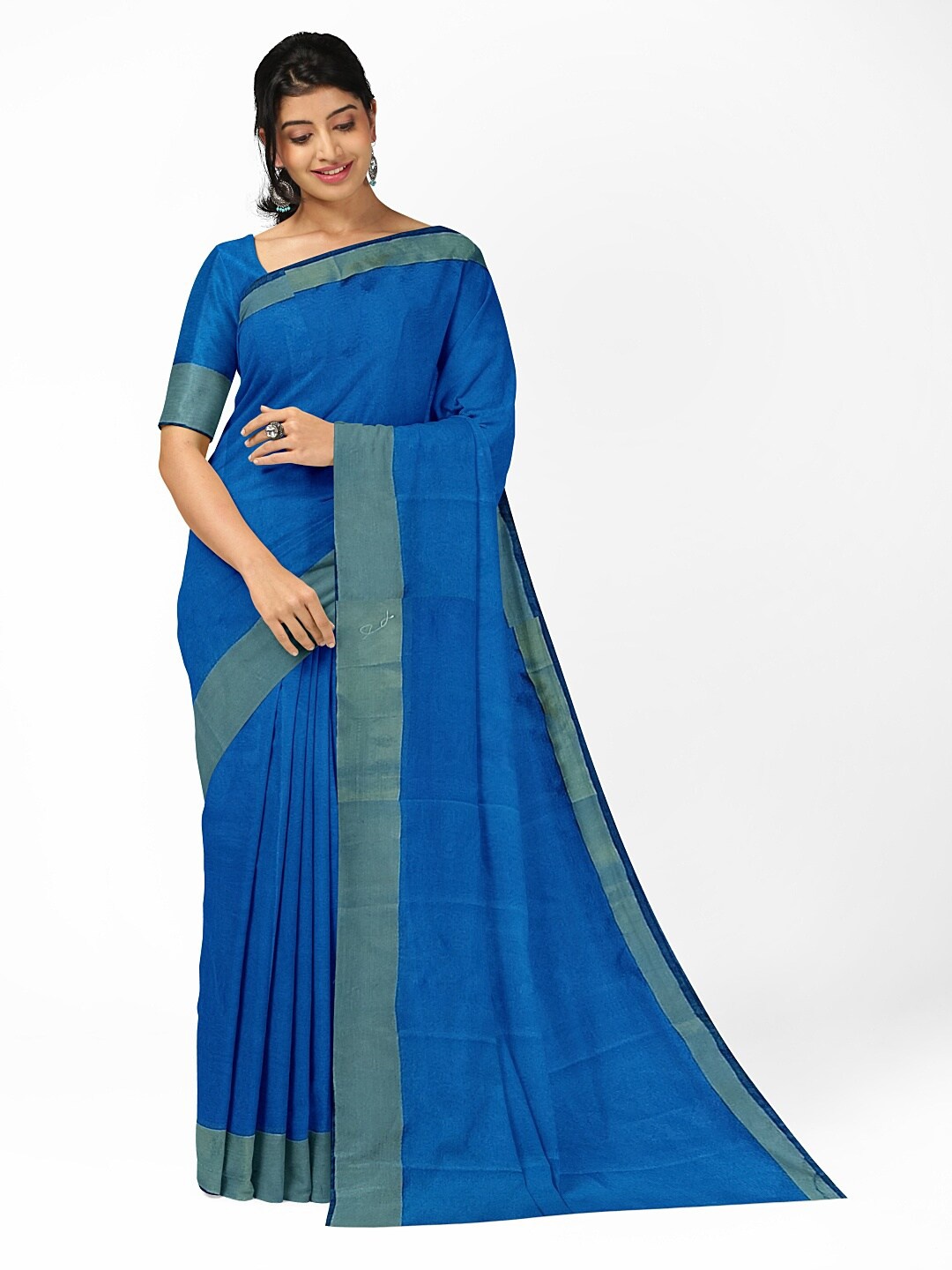 

Florence Blue & Gold-Toned Silk Cotton Sungudi Saree