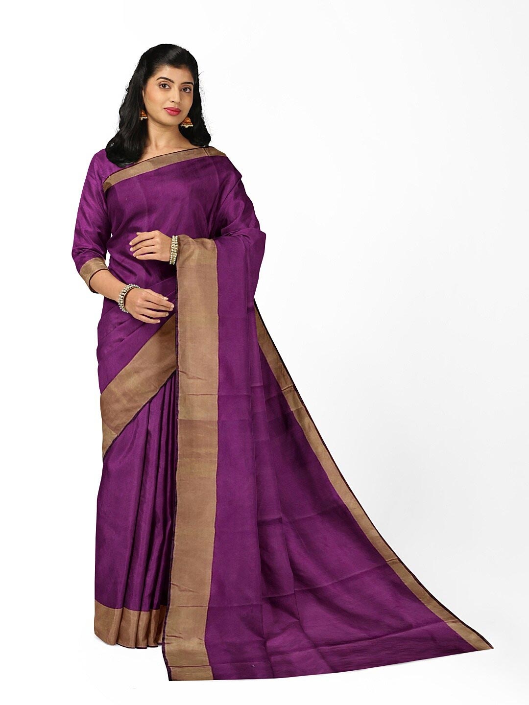 

Florence Burgundy & Brown Silk Cotton Sungudi Saree