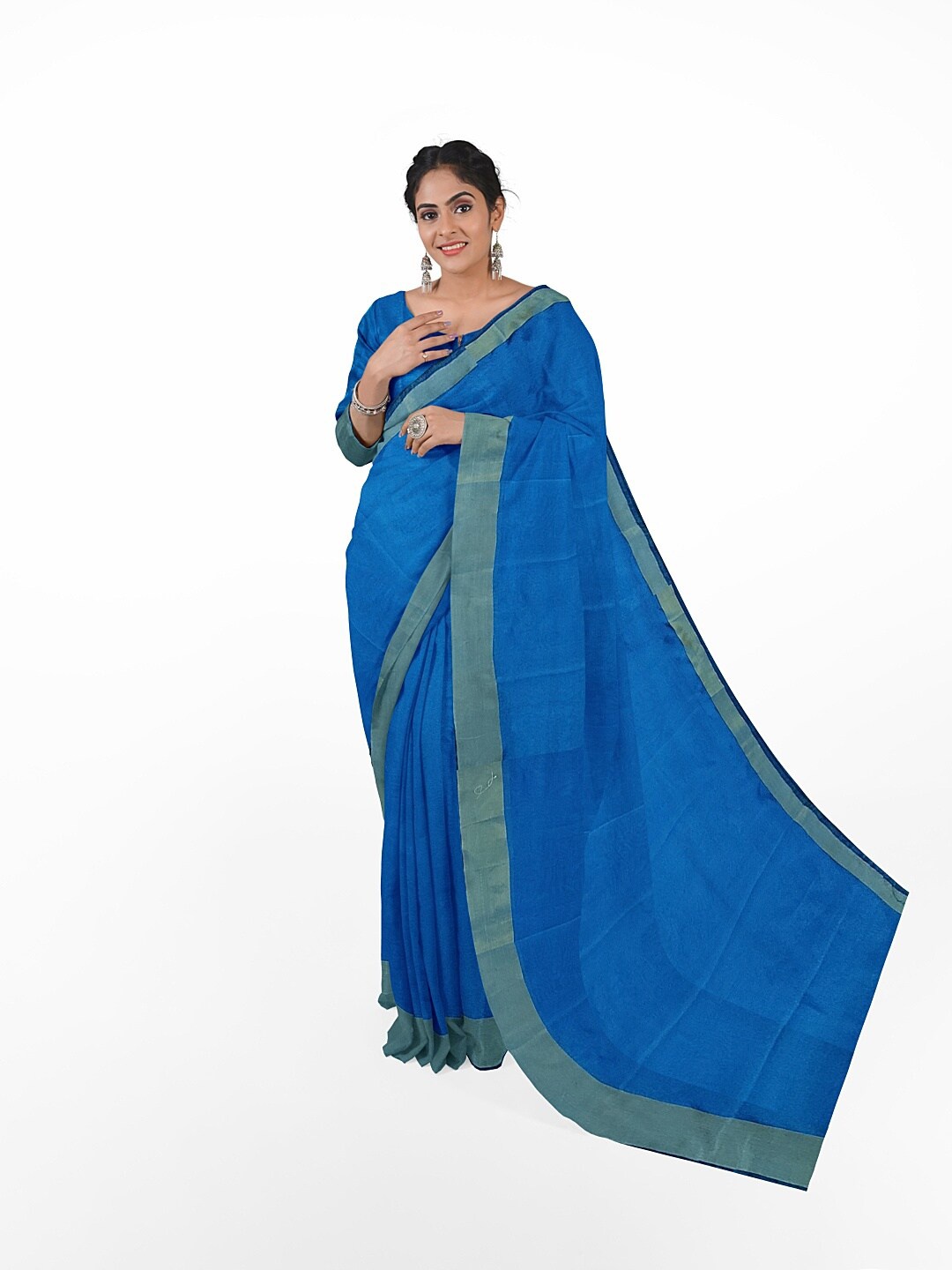 

Florence Blue Silk Cotton Sungudi Saree